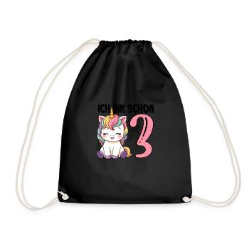 I'm Already Three Unicorn 3rd Birthday - Drawstring Bag - black - Front