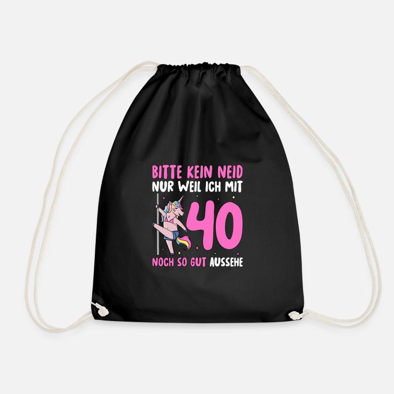 Good Looking Unicorn 40th Birthday - Drawstring Bag - black