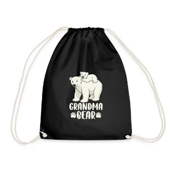 Grandma Bear - Drawstring Bag - black - Front