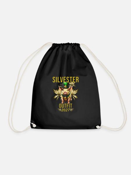 Silvester Outfit 2027 - Turnbeutel - Schwarz