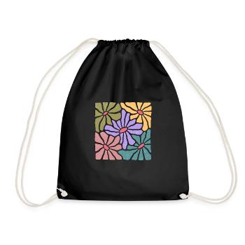 Boho style wildflowers - Drawstring Bag - black - Front