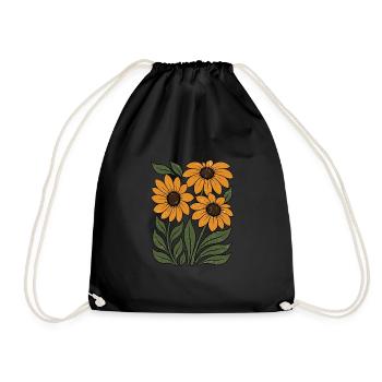 Tournesol inspiré Fleur sauvage rétro - Sac de sport léger - noir - Devant