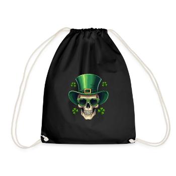 St Patricks Day Irischer Totenkopf - Turnbeutel - Schwarz - Vorne