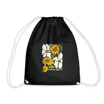Boho Wildflowers with Sunflowers and Daisies - Drawstring Bag - black - Front
