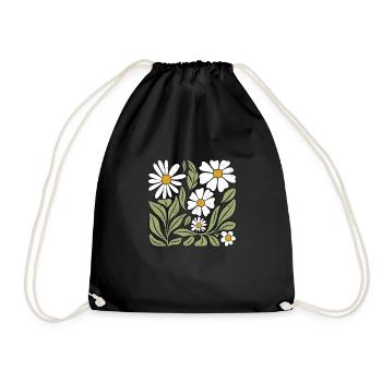 Gänseblümchen Blume Boho Blumen - Turnbeutel - Schwarz - Vorne