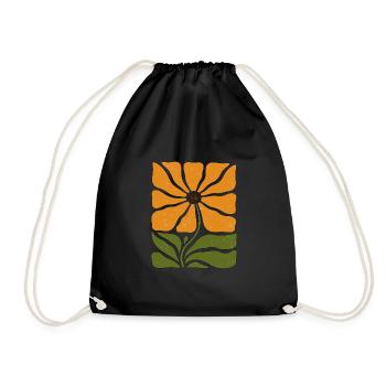 Boho wildflower in sunflower style - Drawstring Bag - black - Front
