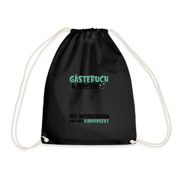 Guestbook 4 Birthday Sign Children's - Drawstring Bag - black - Front