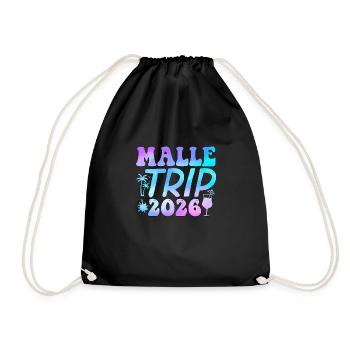 Malle Trip 2026 Palmen Cocktail Gruppenurlaub - Turnbeutel - Schwarz - Vorne