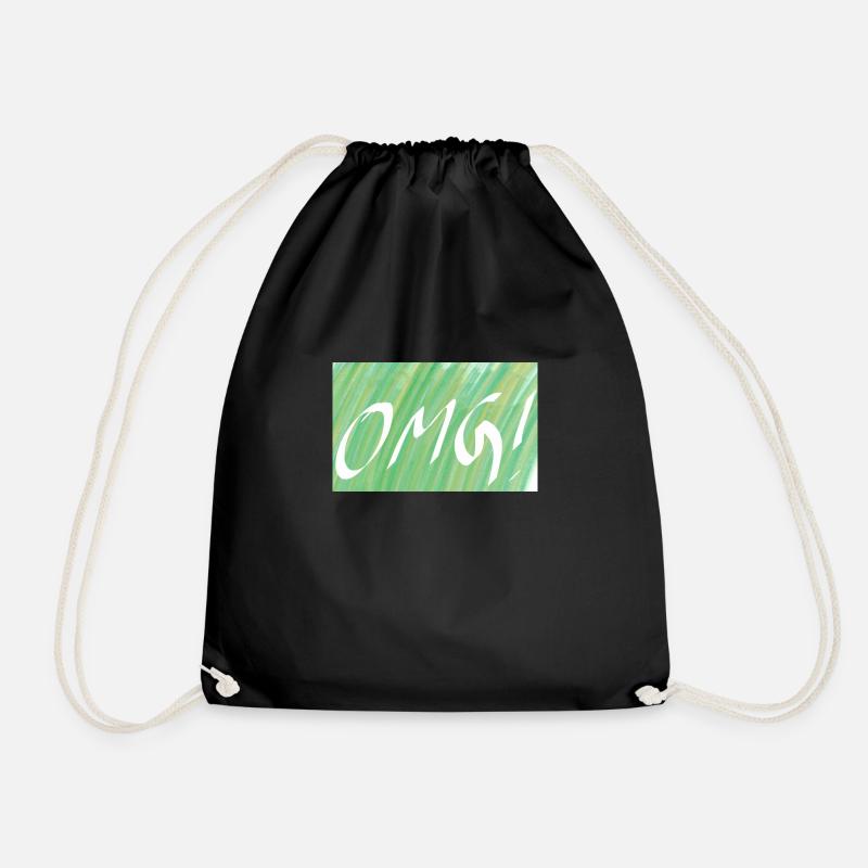 OMG! Green gradient OMG - Drawstring Bag - black