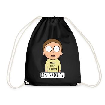 Rick And Morty Come Watch TV Quote - Drawstring Bag - black - Front