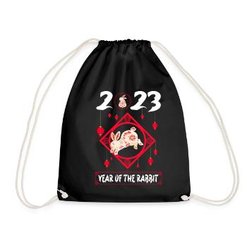 Year of the Rabbit 2023 -Chinesisches Neujahrsfest - Turnbeutel - Schwarz - Vorne