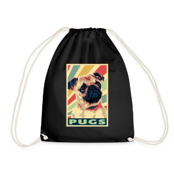 Pugs colores vintage - Sac de sport léger - noir - Devant