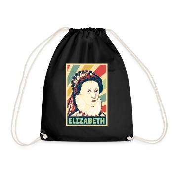 Elizabeth Queen Of England Vintage Colors - Drawstring Bag - black - Front