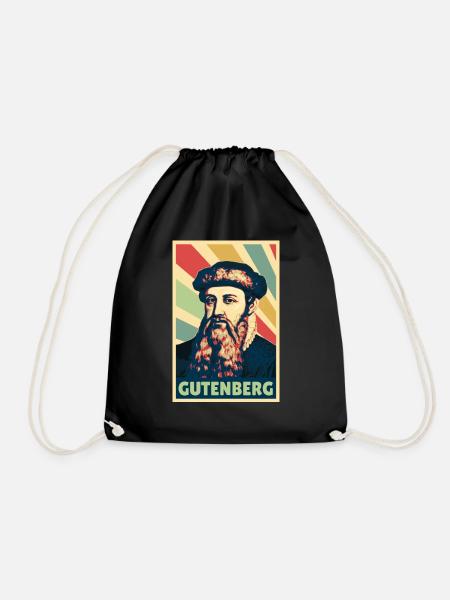 Johannes Gutenberg Vintage Farben - Turnbeutel - Schwarz