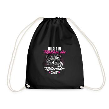 Motorcycle Woman Superbiker Gift · Girl - Drawstring Bag - black - Front