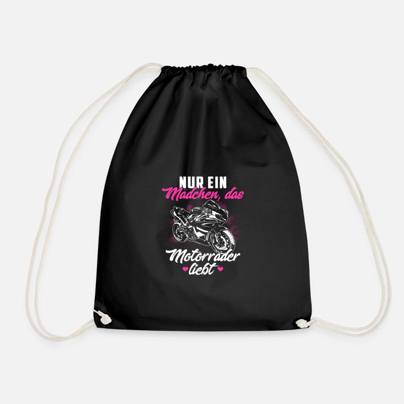 Motorrad Frau Superbikerin Geschenk · Mädchen - Turnbeutel - Schwarz