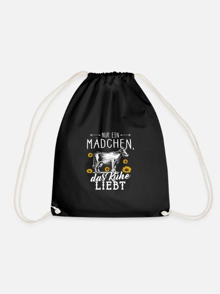 Cow Animal Cows Farm Gift · Girl - Drawstring Bag - black
