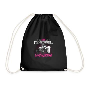 Landwirtin Traktor Frau Geschenk · Prinzessin - Turnbeutel - Schwarz - Vorne