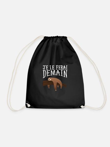 Je Le Ferai Demain- Paresseux - Sac de sport léger - noir