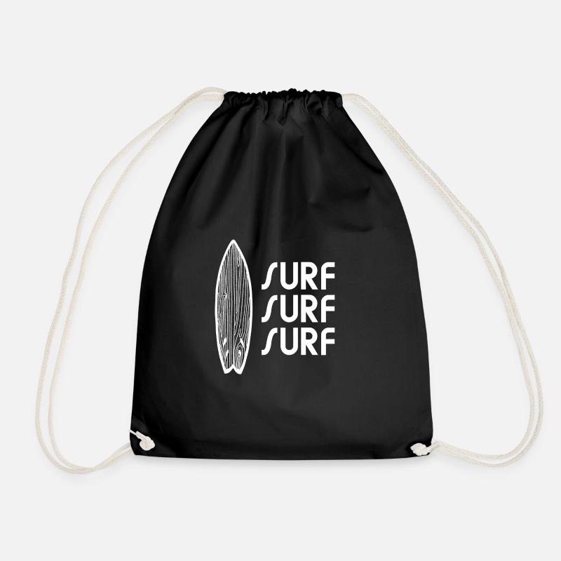 Surf Surf SUrf - Drawstring Bag - black