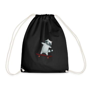 Racoon Skater - Turnbeutel - Schwarz - Vorne