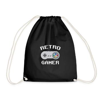Gamer rétro blanc - Sac de sport léger - noir - Devant