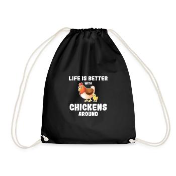 Life is better with chickens farmer farmer chicken - Drawstring Bag - black - Front