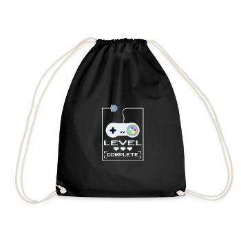 Super NES Controller Level Completed Gaming Design - Drawstring Bag - black - Front