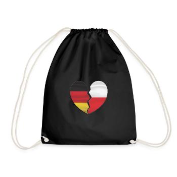 Coeur Pays Drapeau Allemagne Pologne 3D - Sac de sport léger - noir - Devant