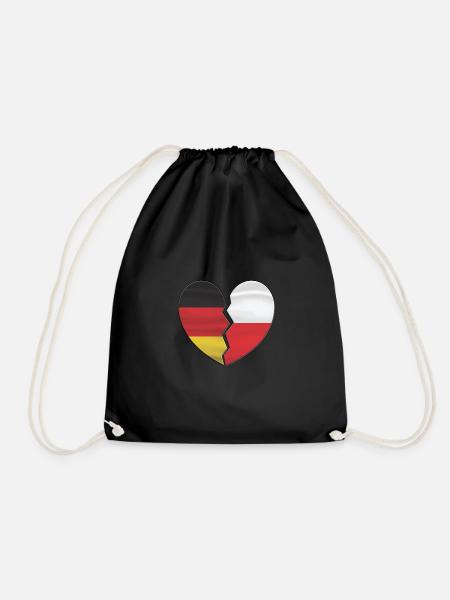 Herz Land Flagge Deutschland Polen 3 D - Turnbeutel - Schwarz