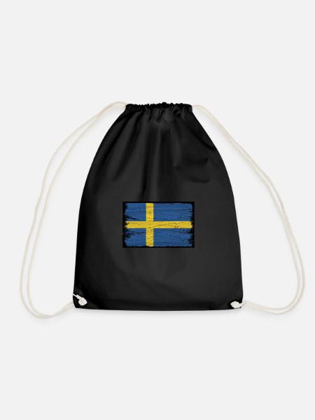Vintage Flagge Land Schweden 3 D schwedisch - Turnbeutel - Schwarz