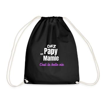 t-shirt papy, mamie, petits-enfants . Idée cadeau - Sac de sport léger - noir - Devant