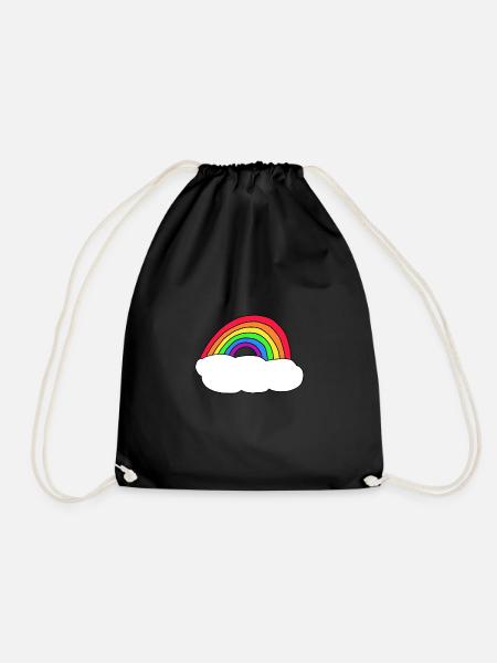 Regenbogen Wolke Eigener Text - Turnbeutel - Schwarz