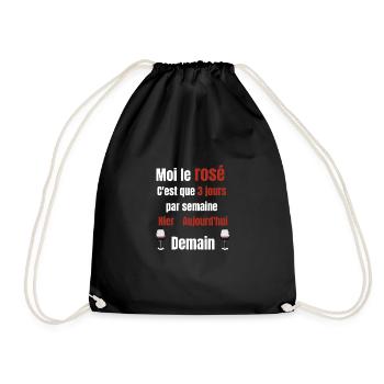 moi le vin et rosé c’est que 3 jours par semaine - Sac de sport léger - noir - Devant