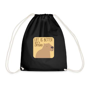 Capibara motif for capibara owners mammal - Drawstring Bag - black - Front