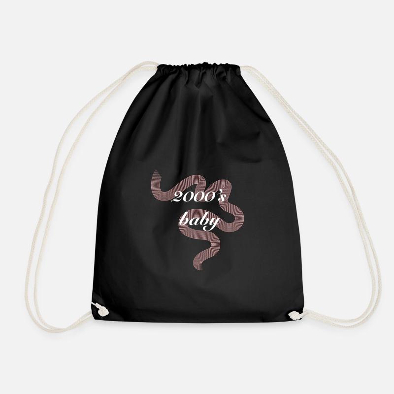 2000s Baby Retro Ribbon - Drawstring Bag - black