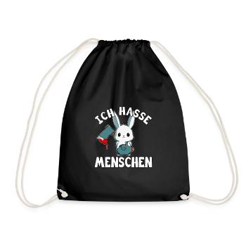 Ich hasse Menschen - Turnbeutel - Schwarz - Vorne