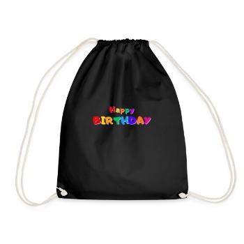 Happy Birthday - Turnbeutel - Schwarz - Vorne