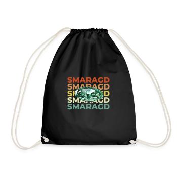 Smaragd Schriftzug mit Stein - Turnbeutel - Schwarz - Vorne