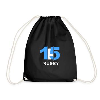 RUGBY 15 blue and white - Drawstring Bag - black - Front