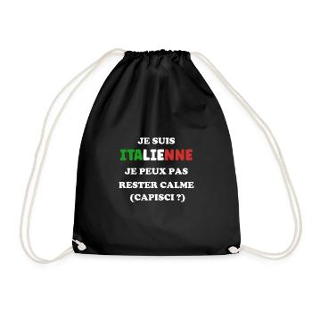 je suis italienne je pe pas rester calme capisci - Sac de sport léger - noir - Devant