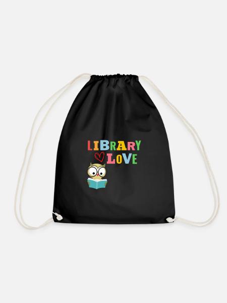 I love books & reading - Drawstring Bag - black