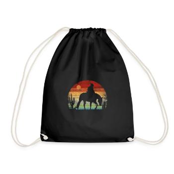 Cowboy - Coucher de soleil rétro - Sac de sport léger - noir - Devant