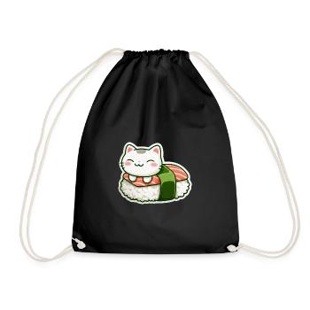 Kawaii Sushi Cat en Roll - Sac de sport léger - noir - Devant