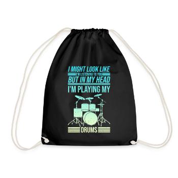 Drummer Drummer T-Shirt Drums Drum - Drawstring Bag - black - Front