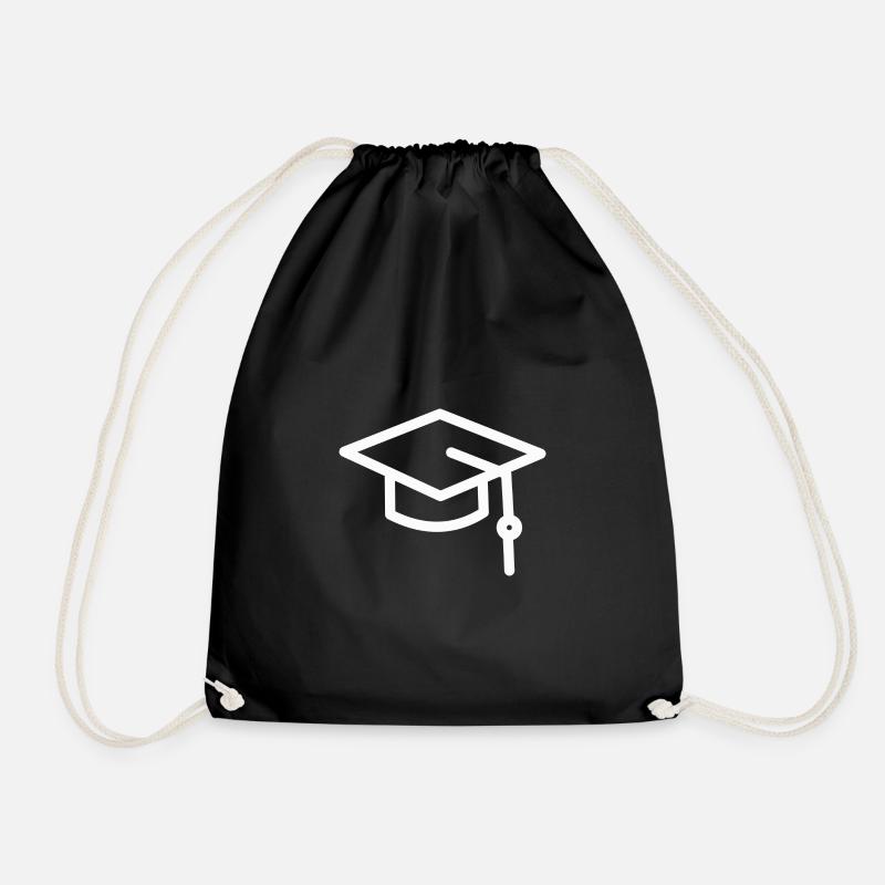 Hat academician university graduation - Drawstring Bag - black