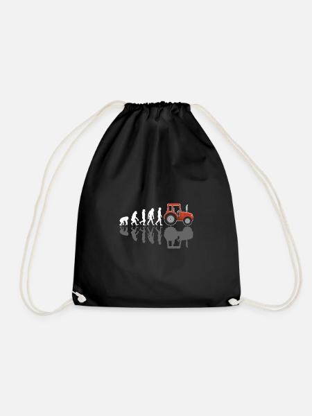 Tractor evolution farmer farmer farmer - Drawstring Bag - black