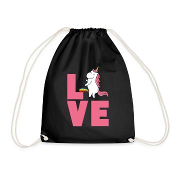 Love Einhorn - Turnbeutel - Schwarz - Vorne
