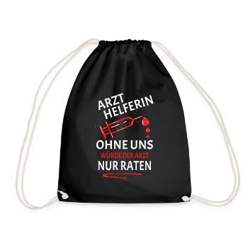 Arzthelferin Medizinische Fachangestellte Arzt KH - Turnbeutel - Schwarz - Vorne