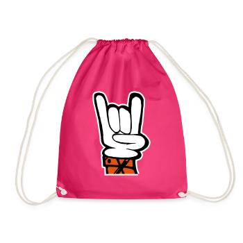 Hand rock french fork - Drawstring Bag - fuchsia - Front